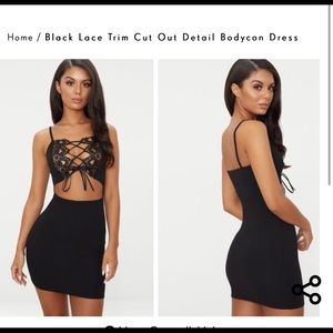 NWT prettylittlething sexy black lace cutout dress